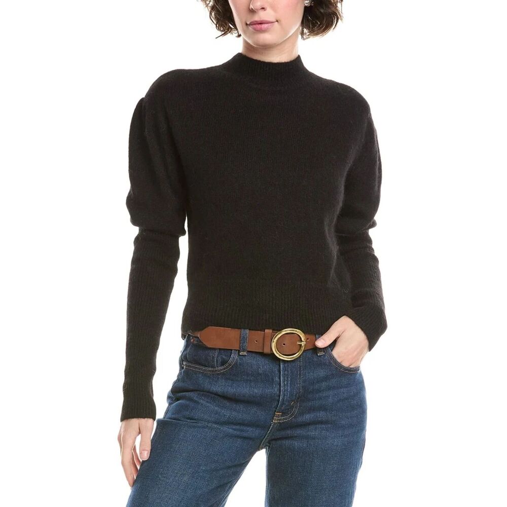 Madewell Alpaca-Blend Mockneck Lightweight Juliette Puff Sleeve Sweater